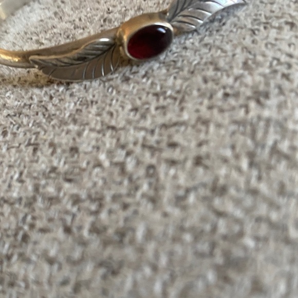 Blue Ridge Red Gemstone Sterling Silver Bracelet by Ruth Ann Begay Navajo - Picture 3 of 7